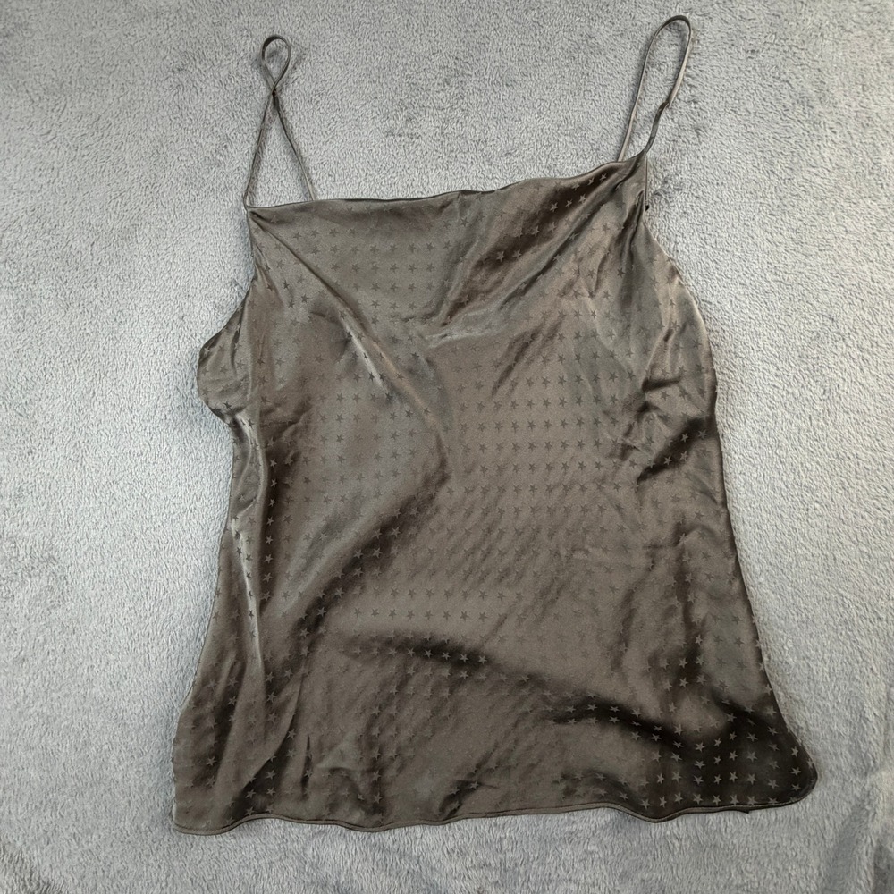 NWT Current Air Los Angeles 100% Silk Star Jacquard Camisole Top Grey Medium